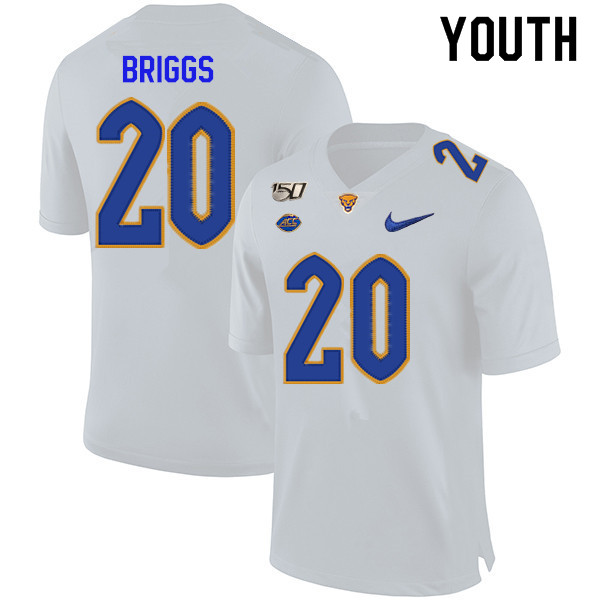 2019 Youth #20 Dennis Briggs Pitt Panthers College Football Jerseys Sale-White